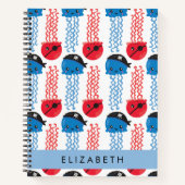 海賊クラゲクラゲ模様お名前 ノートブック (正面)