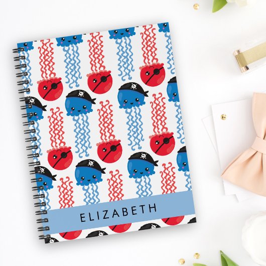 海賊クラゲクラゲ模様お名前 ノートブック