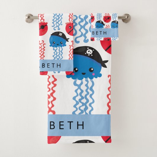 海賊クラゲクラゲ模様お名前 バスタオルセット (インサイチュ)