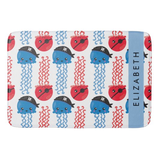海賊クラゲクラゲ模様お名前 バスマット (正面)