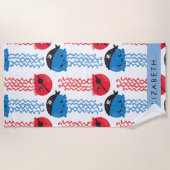 海賊クラゲクラゲ模様お名前 ビーチタオル (正面)