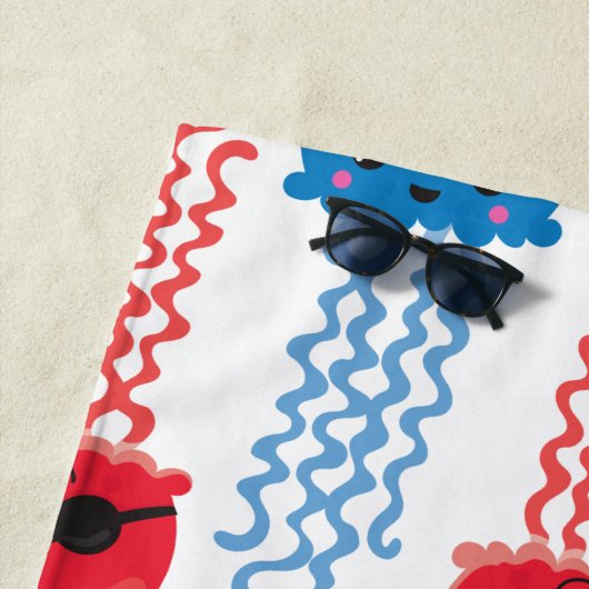 海賊クラゲクラゲ模様お名前 ビーチタオル (インサイチュ)