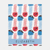 海賊クラゲクラゲ模様お名前 フリースブランケット (正面)