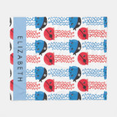 海賊クラゲクラゲ模様お名前 フリースブランケット (正面(横))