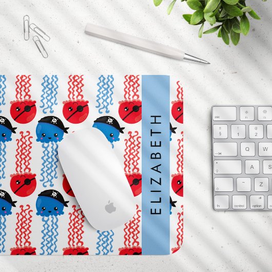 海賊クラゲクラゲ模様お名前 マウスパッド