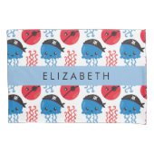 海賊クラゲクラゲ模様お名前 枕カバー (正面)