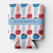 海賊クラゲクラゲ模様お名前 缶クーラー (正面)