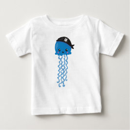 海賊クラゲ、かわいいクラゲ、小さなクラゲ ベビーTシャツ