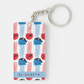 海賊クラゲ、クラゲ模様、お名前鍵 キーホルダー (裏面)