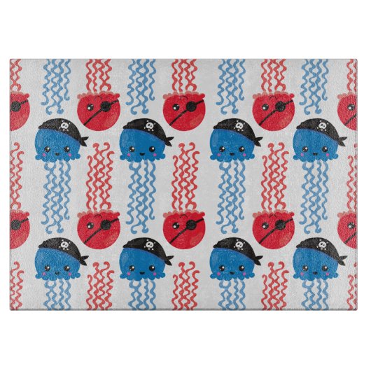 海賊クラゲ，クラゲ模様，海獣 カッティングボード (正面)