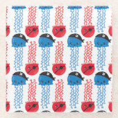 海賊クラゲ，クラゲ模様，海獣 ガラスコースター (正面)