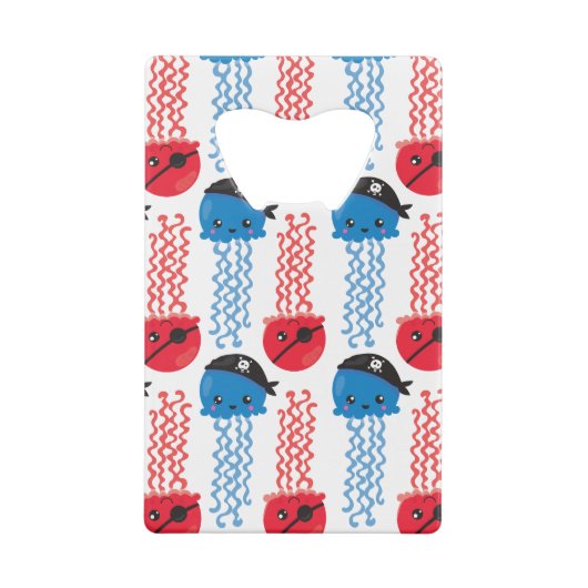 海賊クラゲ，クラゲ模様，海獣 クレジットカード栓抜き (裏面)