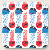 海賊クラゲ，クラゲ模様，海獣 コースター (正面)