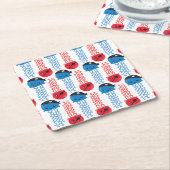 海賊クラゲ，クラゲ模様，海獣 スクエアペーパーコースター (アングル)