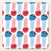 海賊クラゲ，クラゲ模様，海獣 スクエアペーパーコースター (正面)