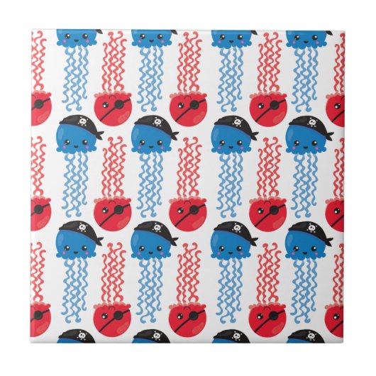 海賊クラゲ,クラゲ模様,海獣 タイル (正面)