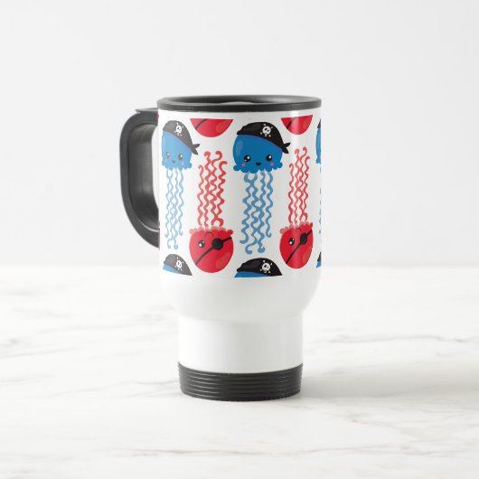 海賊クラゲ，クラゲ模様，海獣 トラベルマグ (正面左)