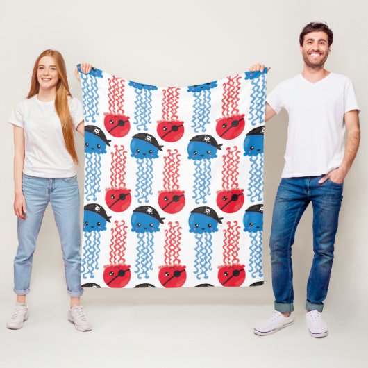 海賊クラゲ，クラゲ模様，海獣 フリースブランケット (インサイチュ)