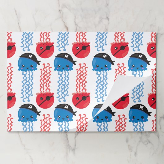 海賊クラゲ，クラゲ模様，海獣 ペーパーパッド (折り畳み)