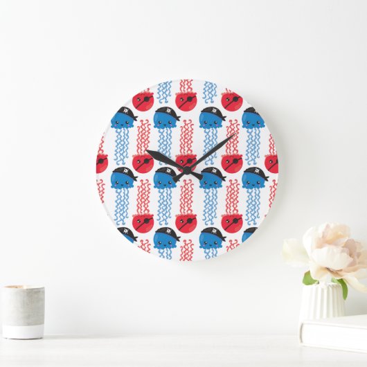 海賊クラゲ，クラゲ模様，海獣 ラージ壁時計 (ホーム)