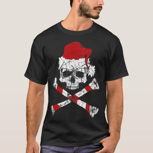 海賊クリスマスジョリーロジャーサンタハット Tシャツ (正面)