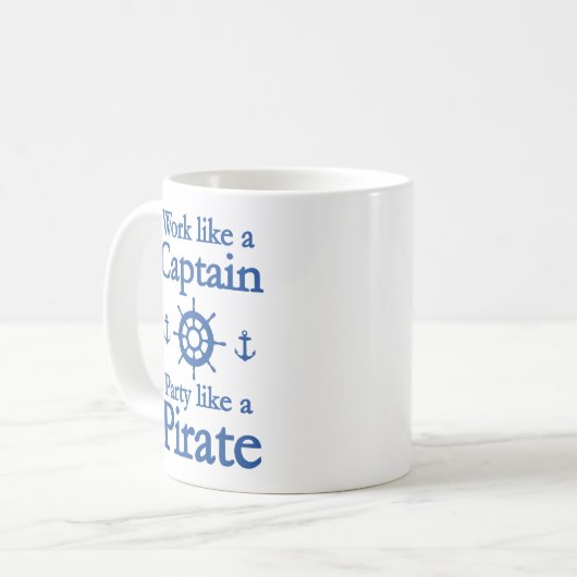 海賊コーヒーマグのようなキャプテンパーティーのように働く コーヒーマグカップ (正面左)
