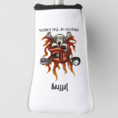 海賊ゴルファー炎上スカルとクロスボーンズ ゴルフヘッドカバー (回転90)