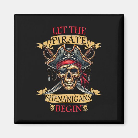 海賊シェナニガンがハロウィーンスカルNを始める マグネット (正面)