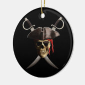 海賊スカルおよび剣 セラミックオーナメント (左)