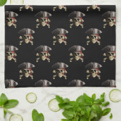 海賊スカルおよび帽子 キッチンタオル (折り畳み)