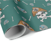 海賊スカルとクロスボーングリーン ラッピングペーパー (ロールコーナー)