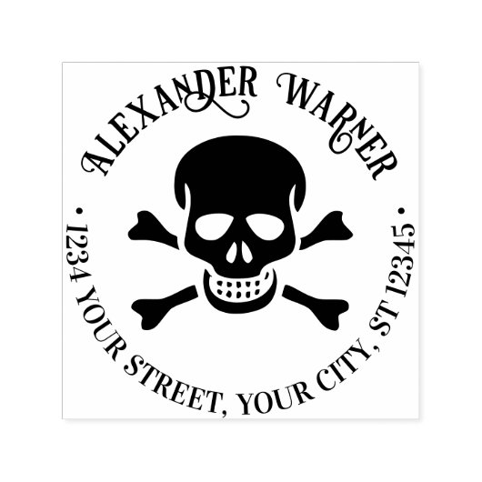 海賊スカルとクロスボーンズ名差出人住所 セルフインキングスタンプ (デザイン)
