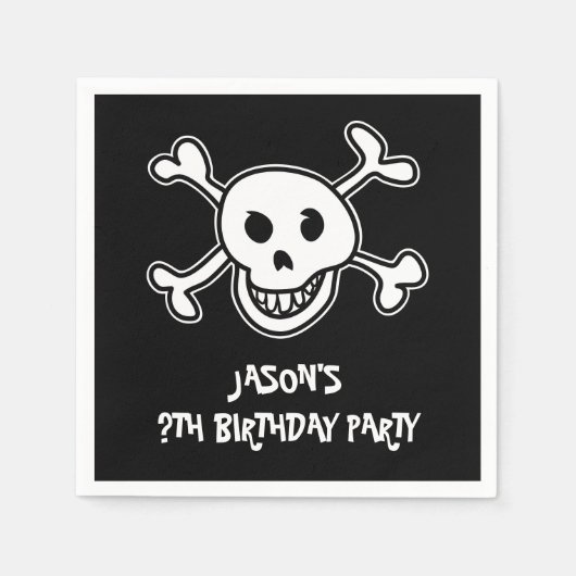 海賊スカルとクロスボーンバースデーパーティーのナプキン スタンダードカクテルナプキン (正面)