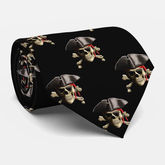 海賊スカルと帽子 ネクタイ (ロール)