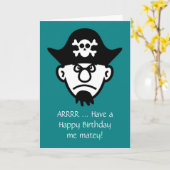 海賊スカルと石骨を持つハッピーバースデー カード (黄色い花)