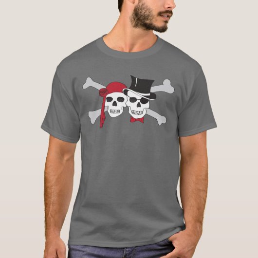 海賊スカルと石骨 Tシャツ (正面)