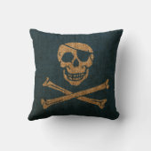 海賊スカルの素朴な深海の青 クッション (裏面)