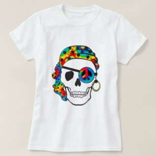 海賊スカルの絞り染めのティー Tシャツ