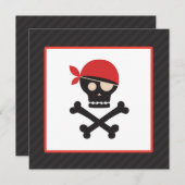 海賊スカルの骨が交差した図形のベビーシャワーの招待状 招待状 (正面/裏面)