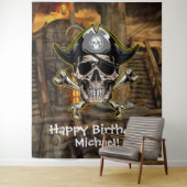 海賊スカルキャプテンクロスボーンズ背景 タペストリー (インサイチュ)