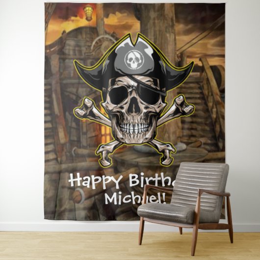 海賊スカルキャプテンクロスボーンズ背景 タペストリー (インサイチュ)