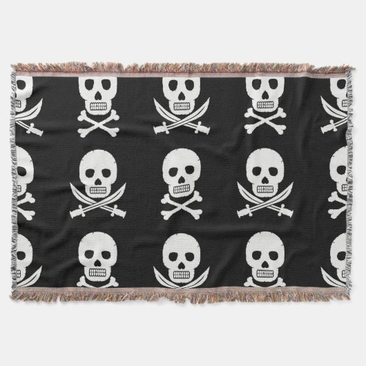 海賊スカルクロスボーンシームレスパターン スローブランケット (正面)