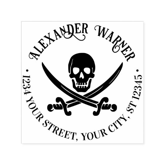 海賊スカルクロス剣の名前差出人住所 セルフインキングスタンプ (デザイン)