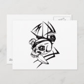 海賊スカルスケルトンソードシップTattooスタイル ポストカード (正面/裏面)