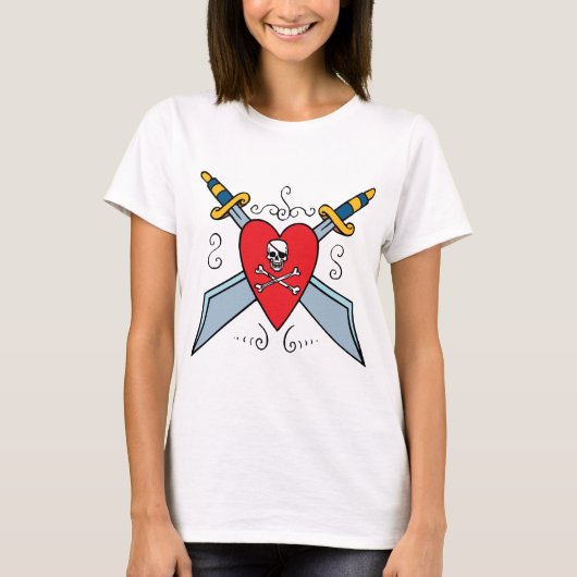 海賊スカルタトゥースパゲティタンクトップ Tシャツ (正面)