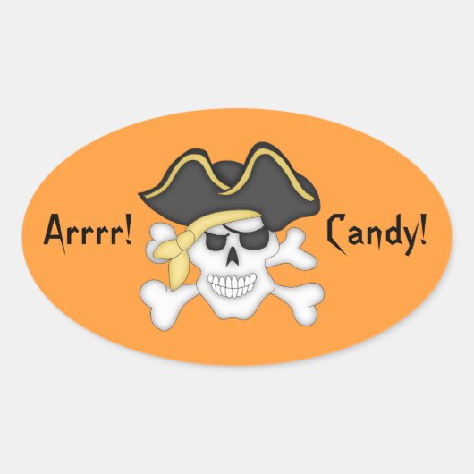 海賊スカルハロウィングディーバッグ 楕円形シール (正面)