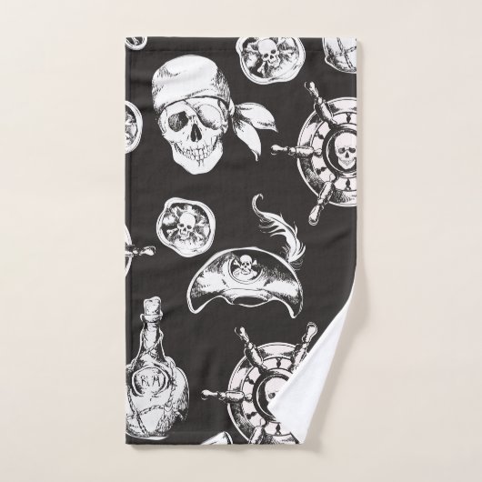 海賊スカル船車 ハンドタオル (ハンドタオル)