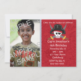 海賊スカル誕生日写真テンプレート 招待状
