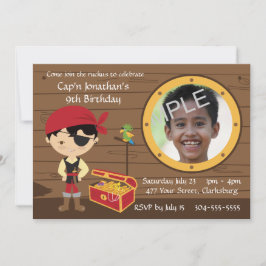 海賊スカル誕生日写真テンプレート 招待状