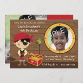 海賊スカル誕生日写真テンプレート 招待状 (正面/裏面)